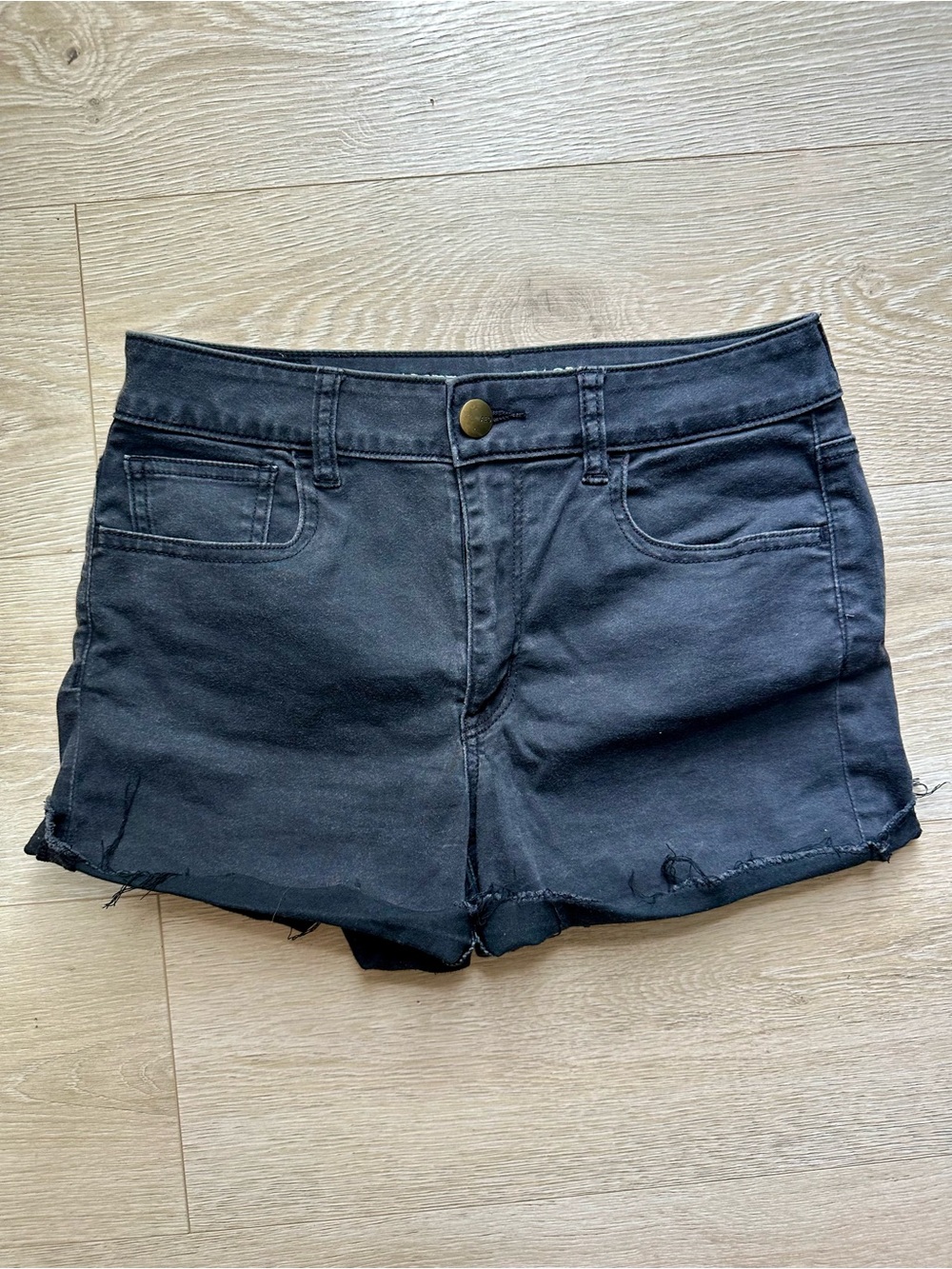 American Eagle Outfitters Black Frayed Hem Jean Shorts
